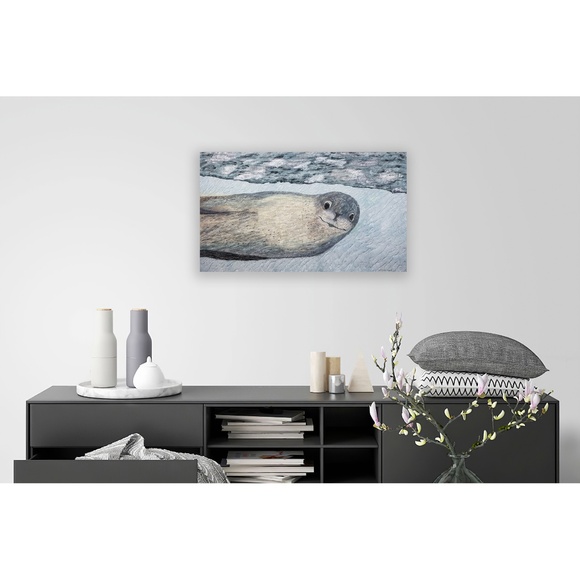 LEOPARD SEAL - original mixed media textile wall hanging - New - Picture 4 of 8